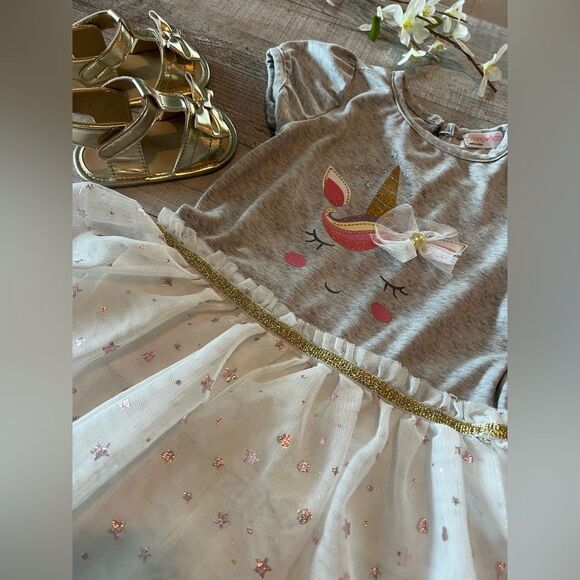 Unicorn Dress Glitter DetailToddler Girl 24 Months Summer Fall Lightweight - Picture 2 of 7